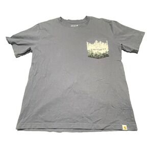 Carhartt T-Shirt Men's M Short Sleeve Crew Neck Pocket Treeline Graphic